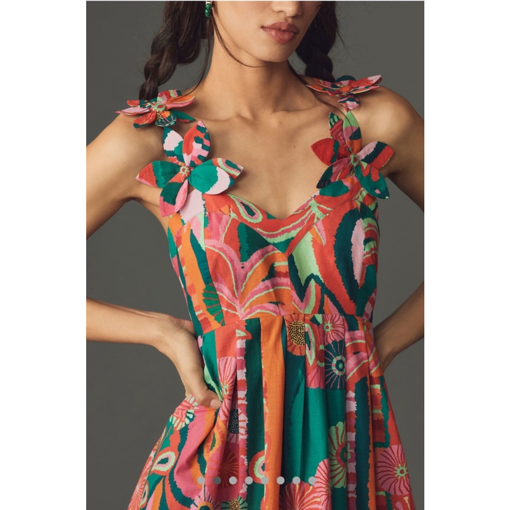 New Farm Rio x Anthropologie Floral Dress, Size Various, Green & Pink - Picture 2 of 6